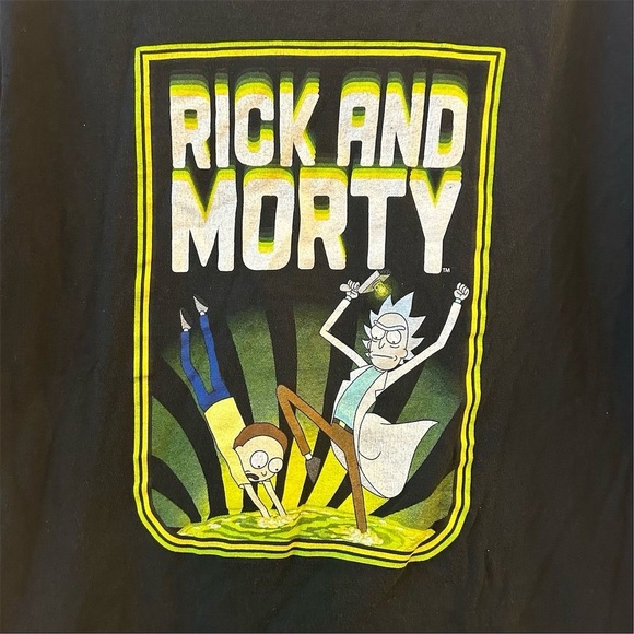 Rick and Morty Men's Black Graphic T-Shirt Size L Short Sleeve Crew Neck- flawed - Picture 3 of 7